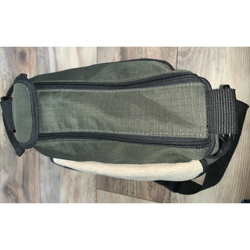 Vintage Eddie Bauer Canvas Messenger Bag Crossbody Travel Satchel Blue and Beige
